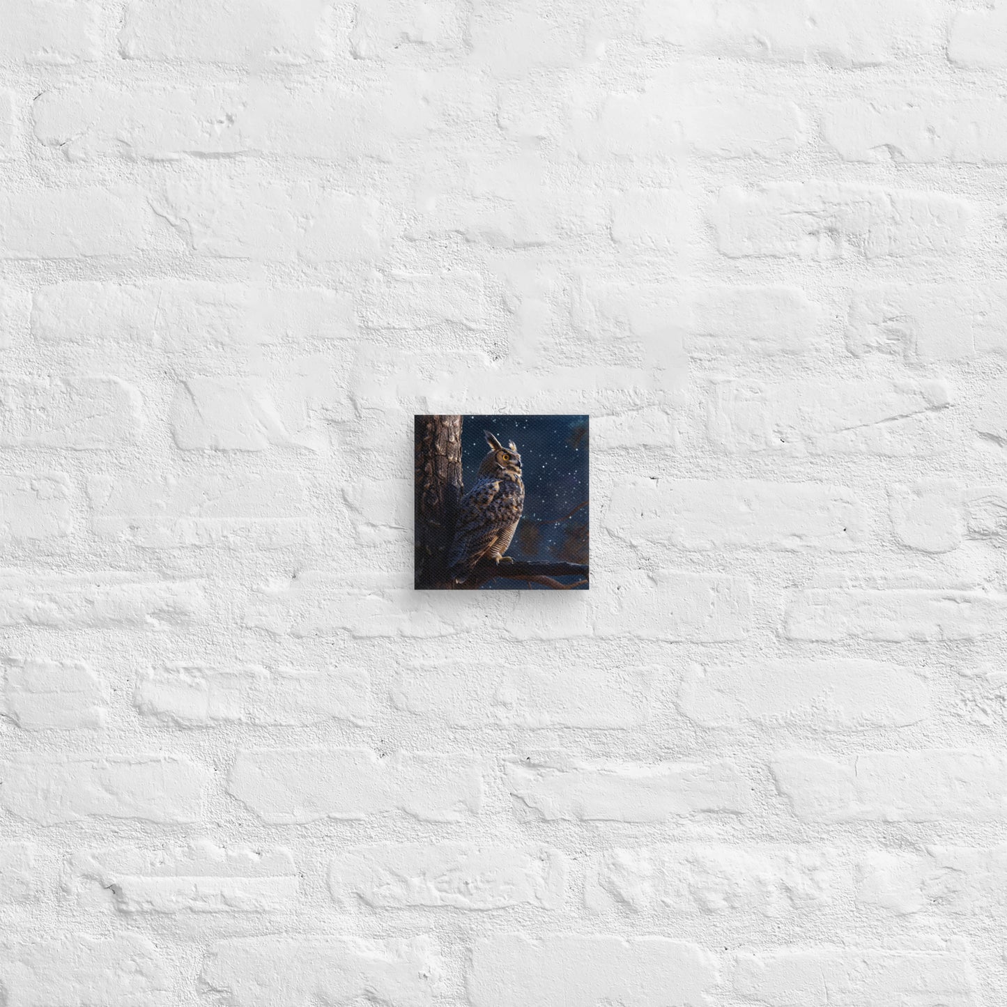 Great Horned Owl Perched at Night 2 Canvas