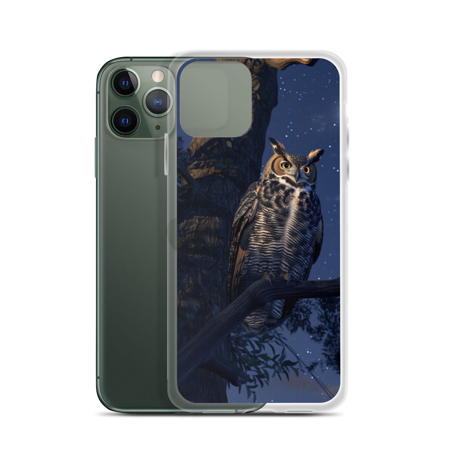 Great Horned Owl Perched at Night Clear Case for iPhone®