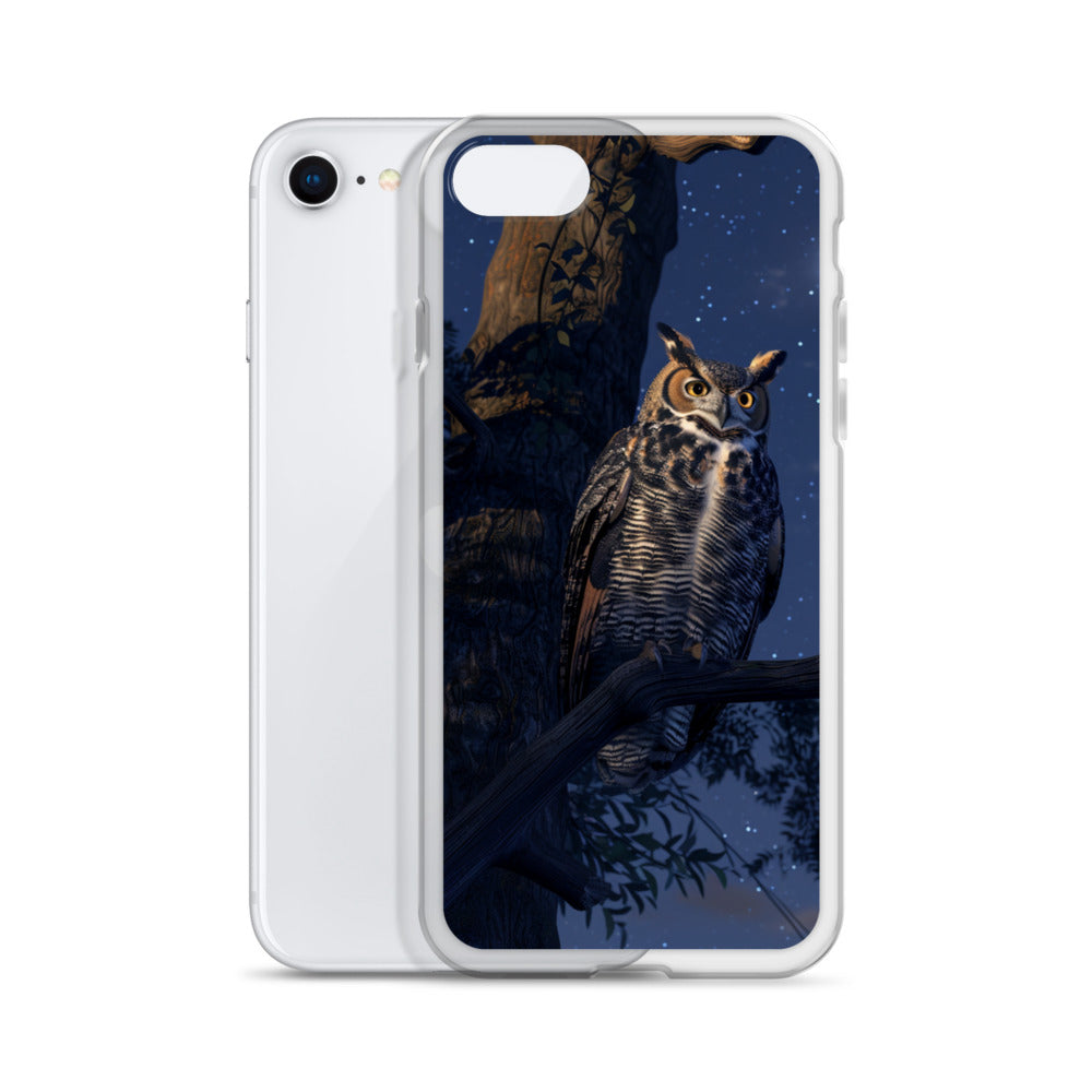 Great Horned Owl Perched at Night Clear Case for iPhone®