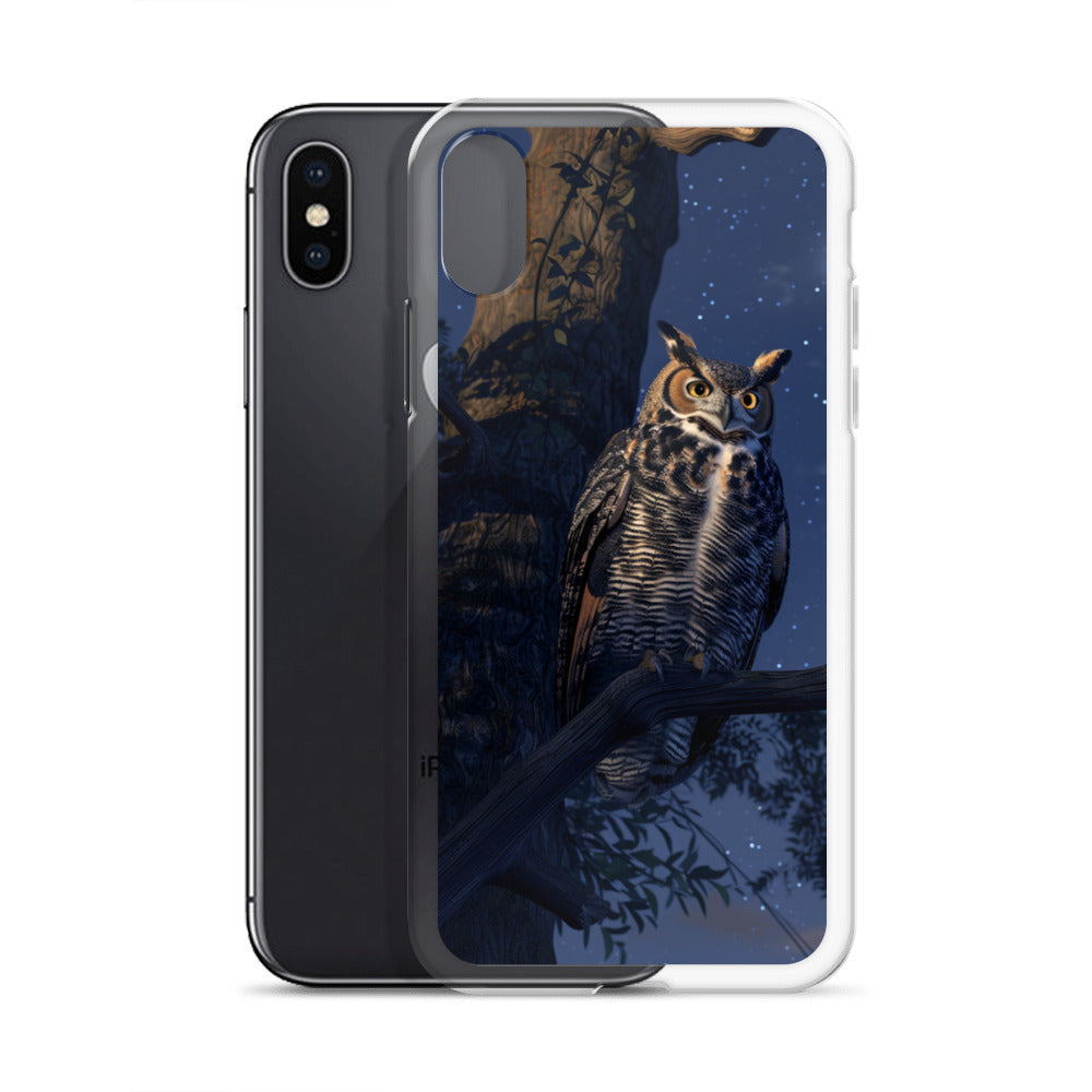 Great Horned Owl Perched at Night Clear Case for iPhone®