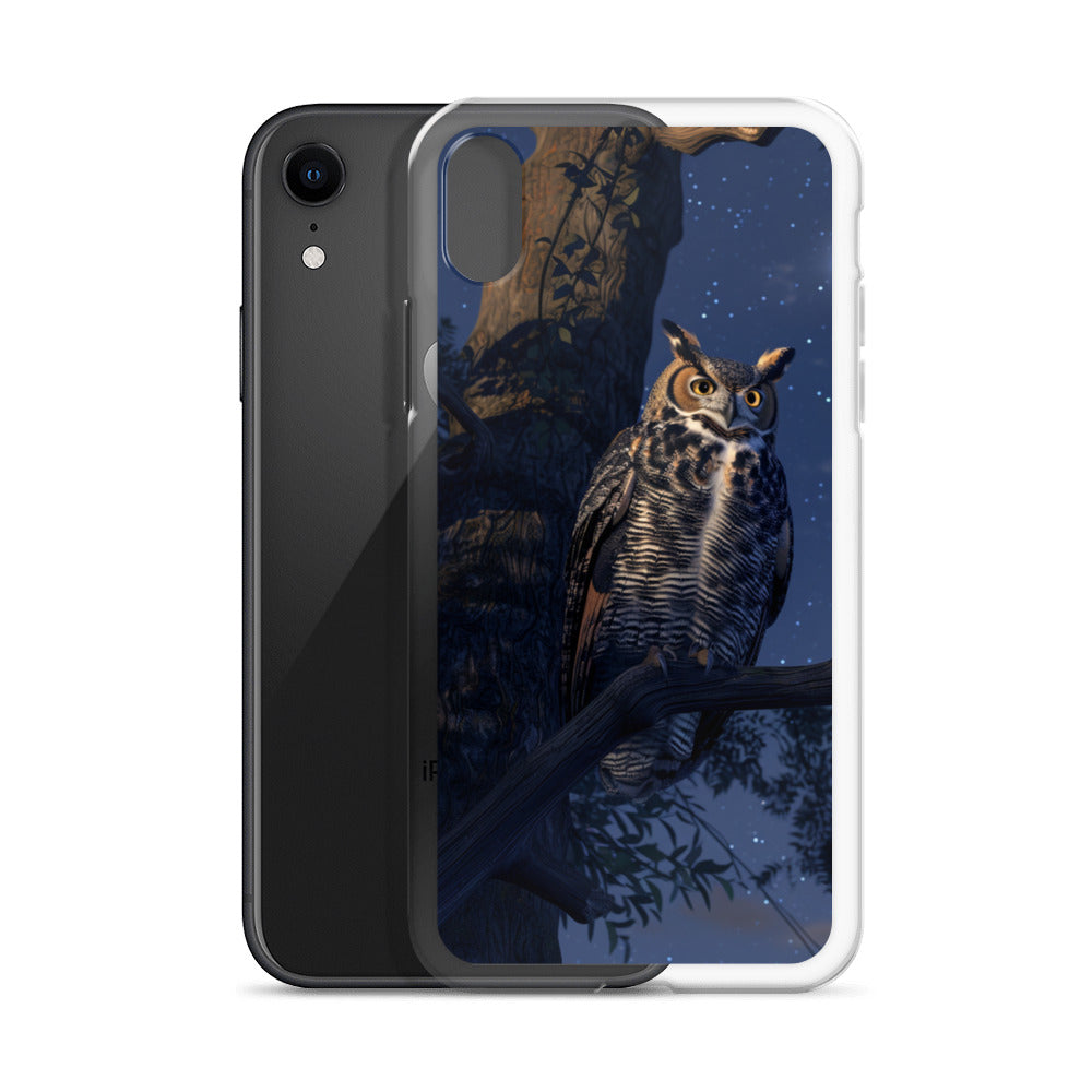 Great Horned Owl Perched at Night Clear Case for iPhone®