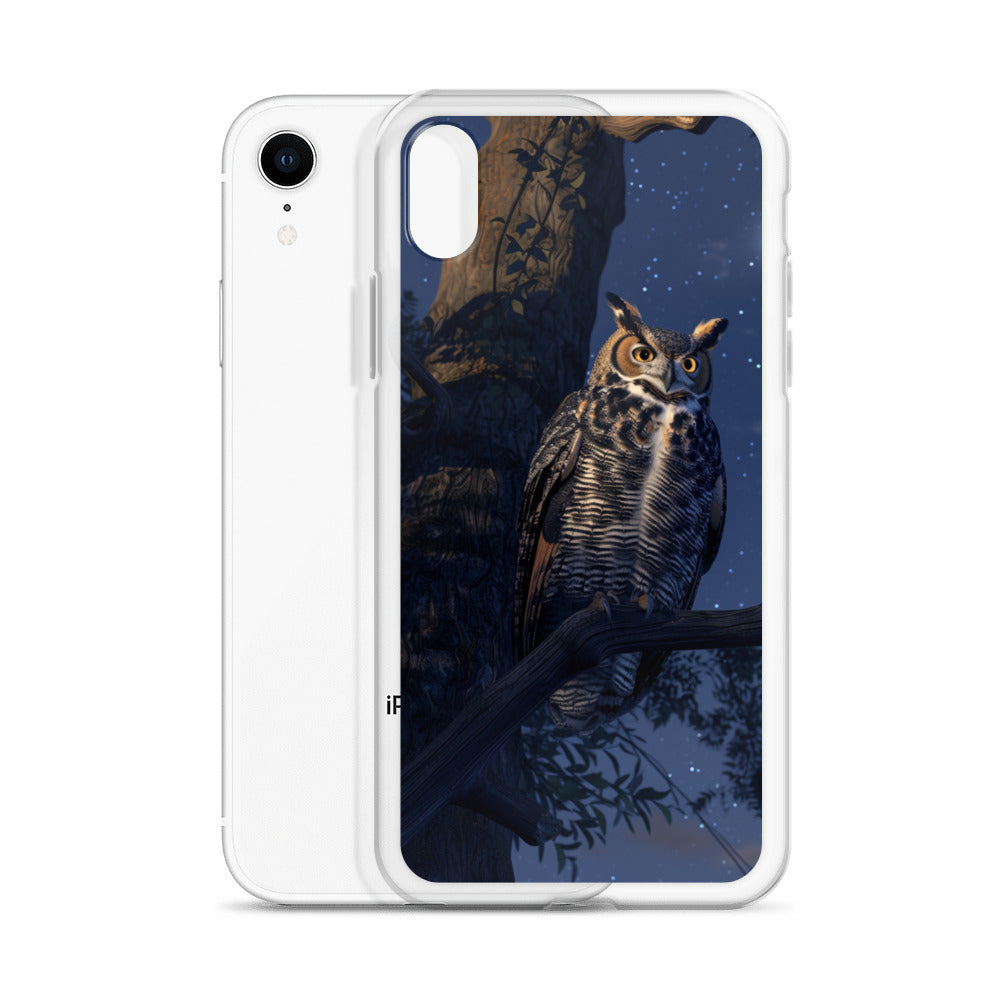 Great Horned Owl Perched at Night Clear Case for iPhone®