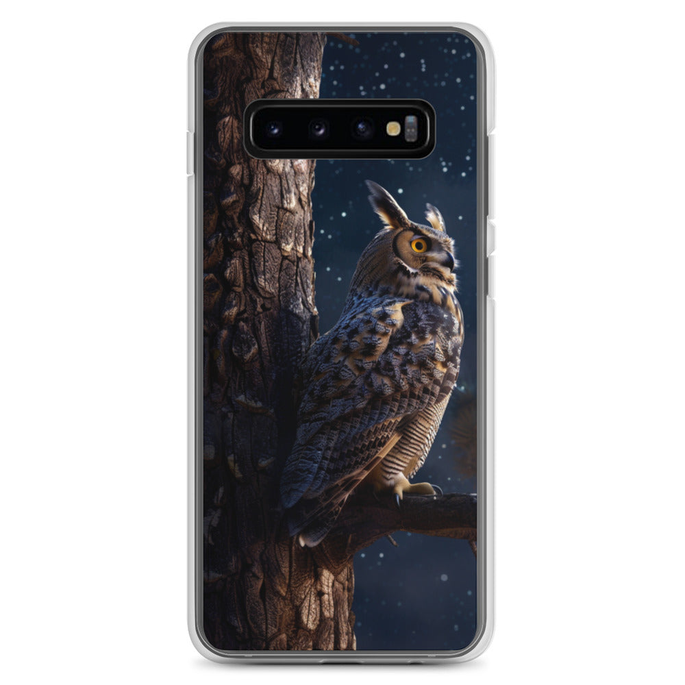 Great Horned Owl Perched at Night 2 Clear Case for Samsung®