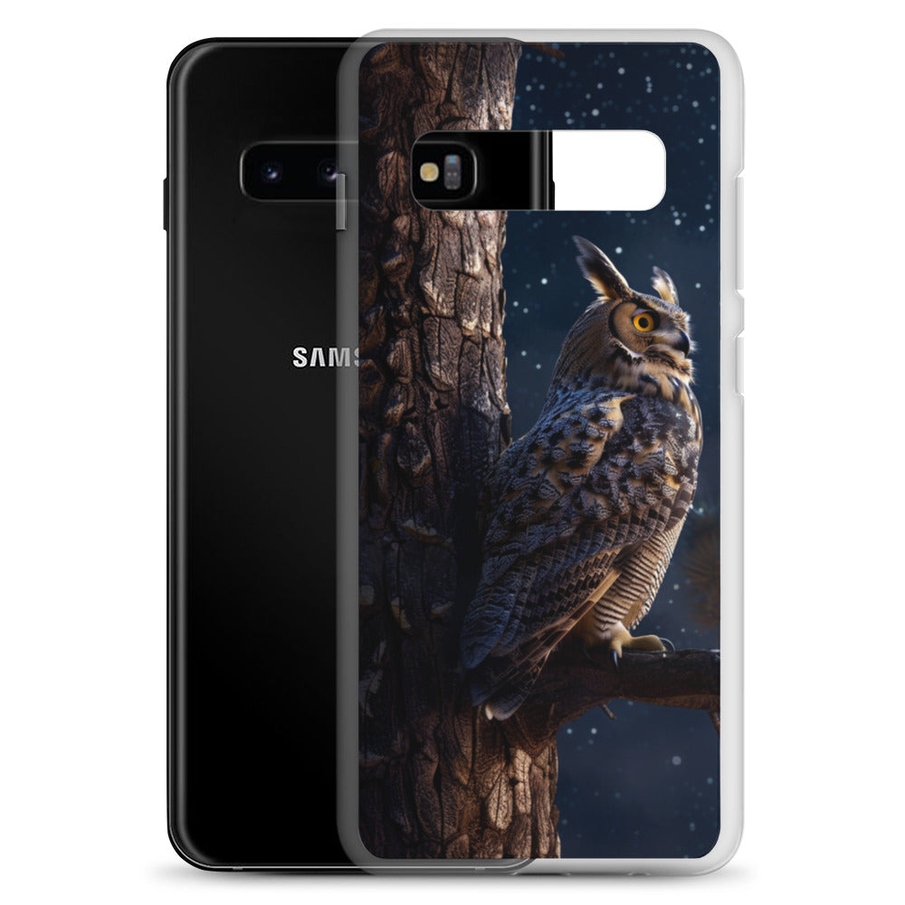 Great Horned Owl Perched at Night 2 Clear Case for Samsung®