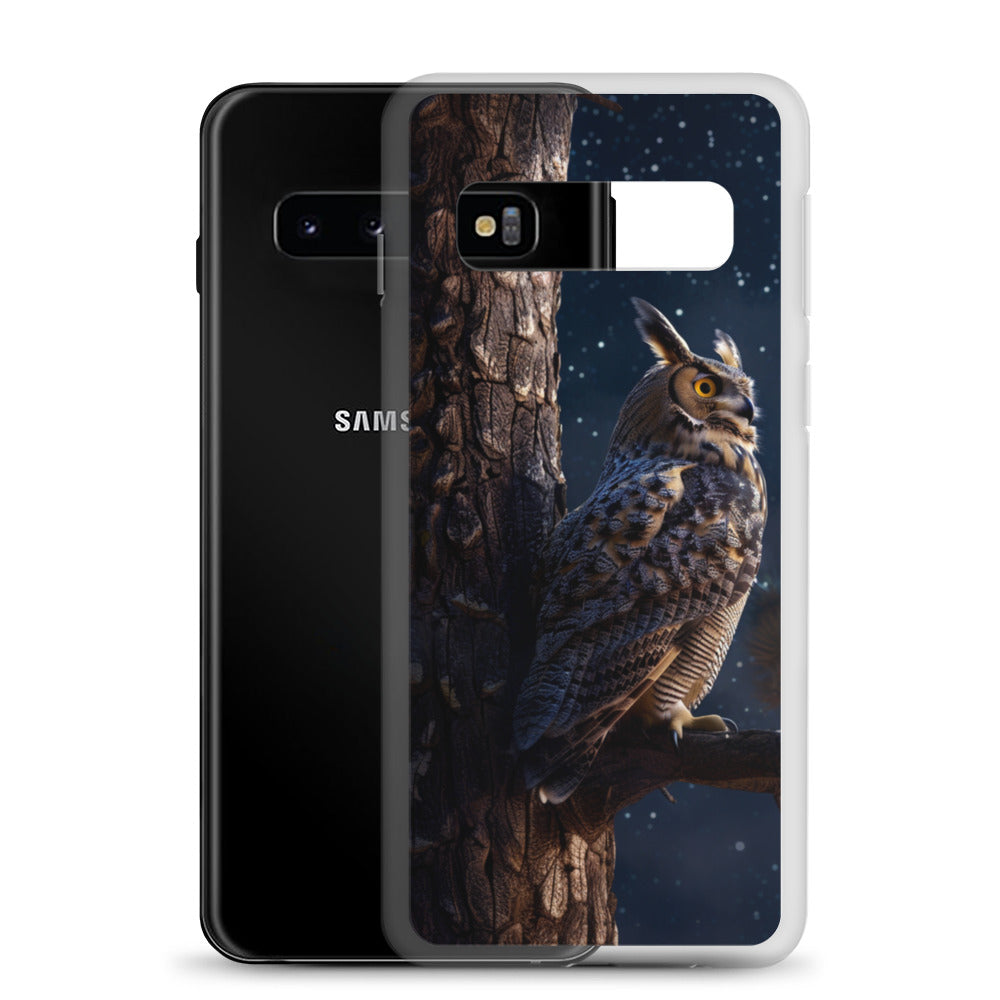 Great Horned Owl Perched at Night 2 Clear Case for Samsung®