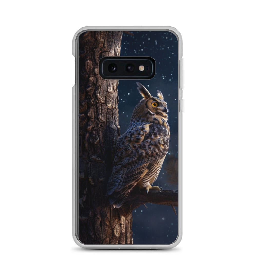 Great Horned Owl Perched at Night 2 Clear Case for Samsung®