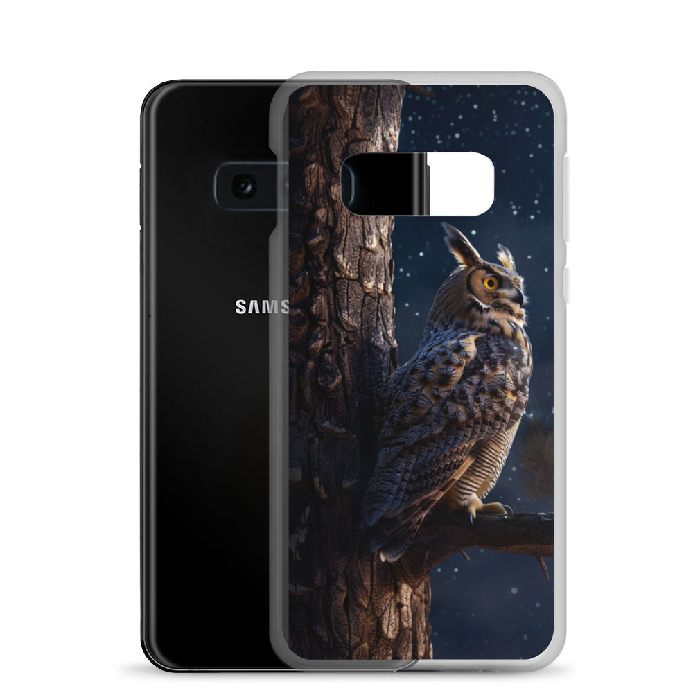 Great Horned Owl Perched at Night 2 Clear Case for Samsung®