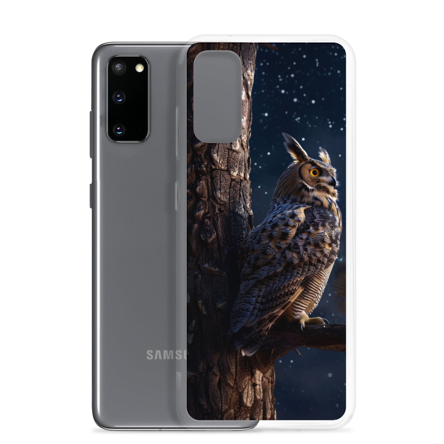 Great Horned Owl Perched at Night 2 Clear Case for Samsung®