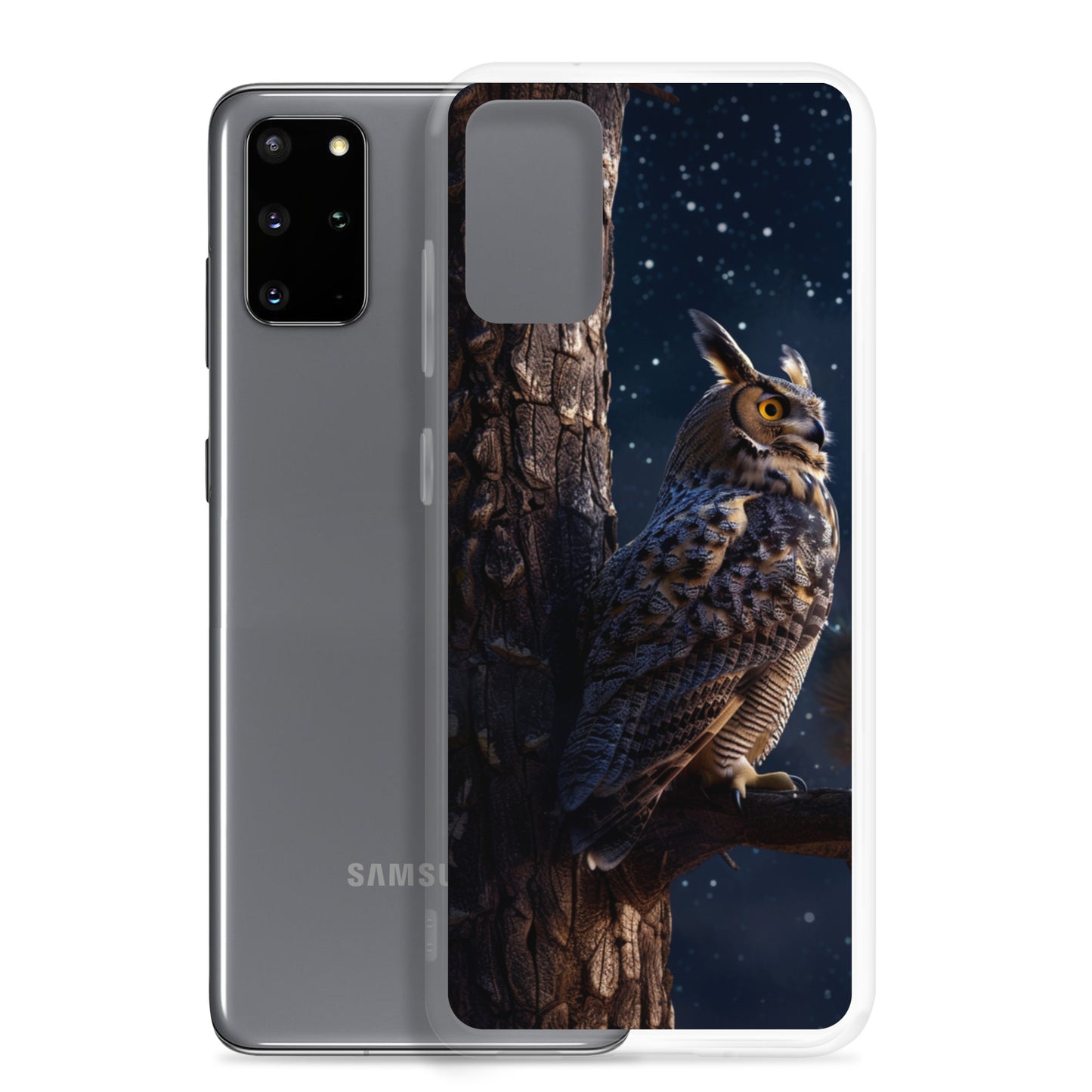 Great Horned Owl Perched at Night 2 Clear Case for Samsung®