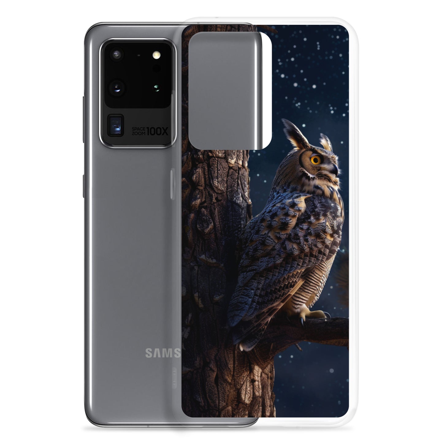 Great Horned Owl Perched at Night 2 Clear Case for Samsung®