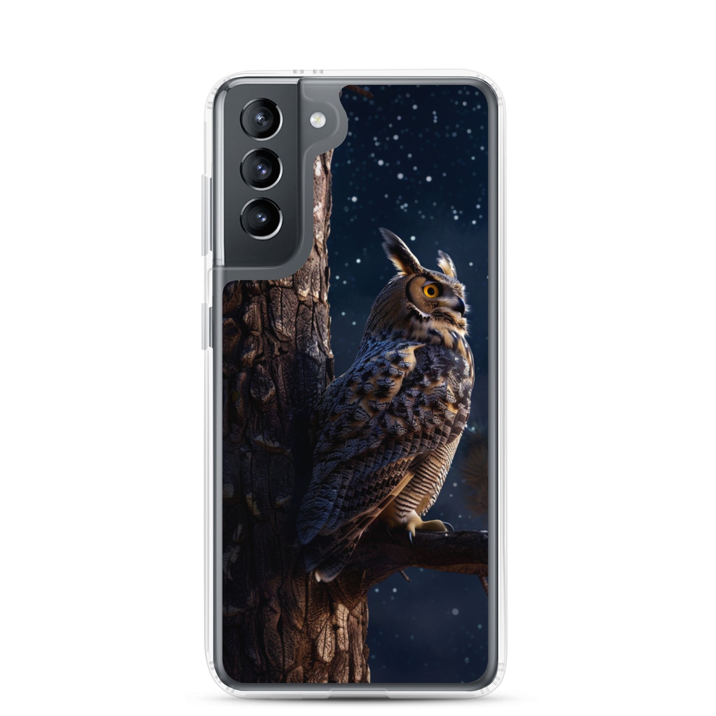 Great Horned Owl Perched at Night 2 Clear Case for Samsung®