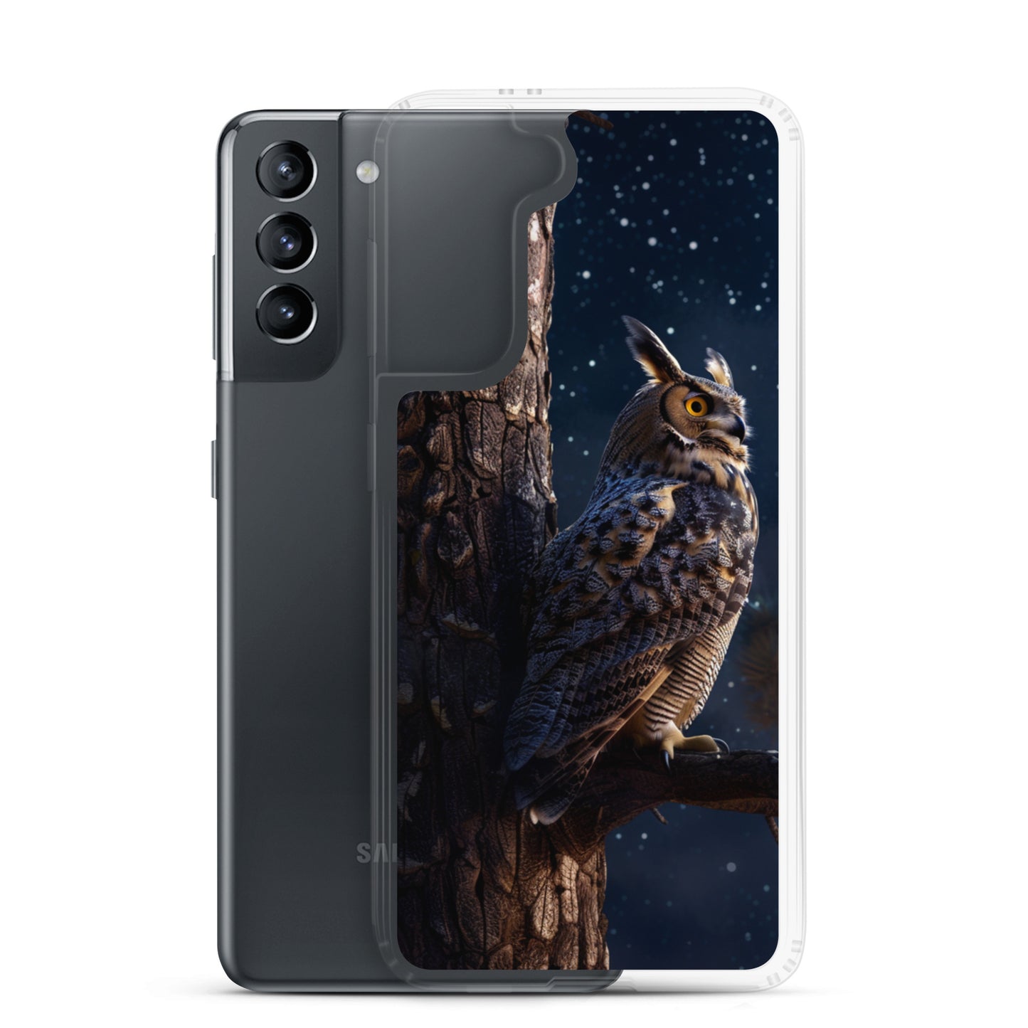 Great Horned Owl Perched at Night 2 Clear Case for Samsung®