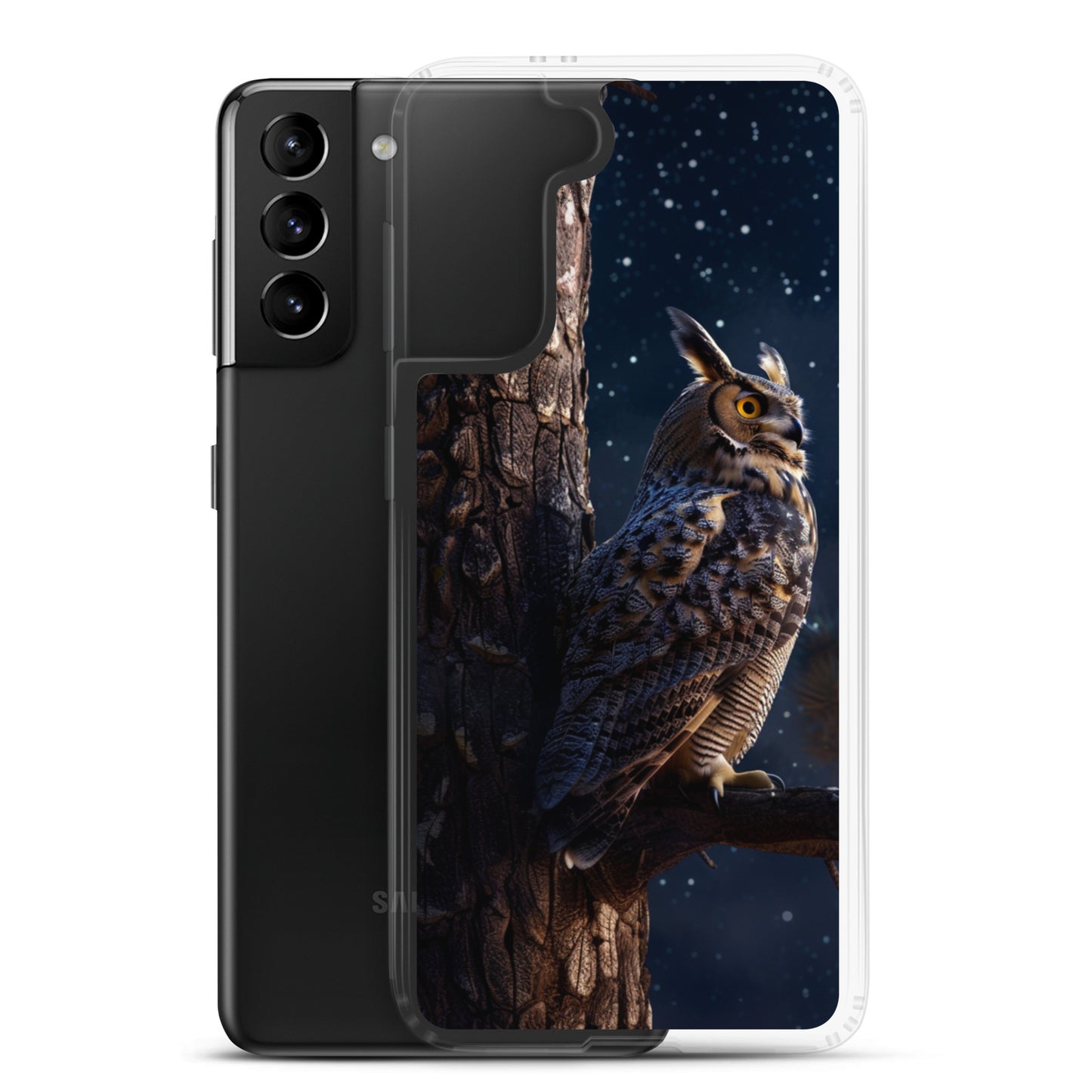 Great Horned Owl Perched at Night 2 Clear Case for Samsung®