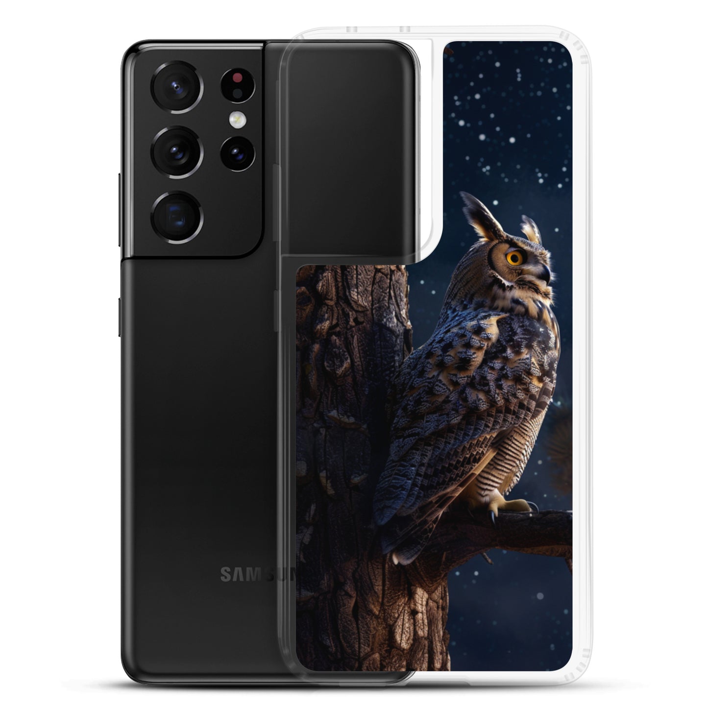 Great Horned Owl Perched at Night 2 Clear Case for Samsung®