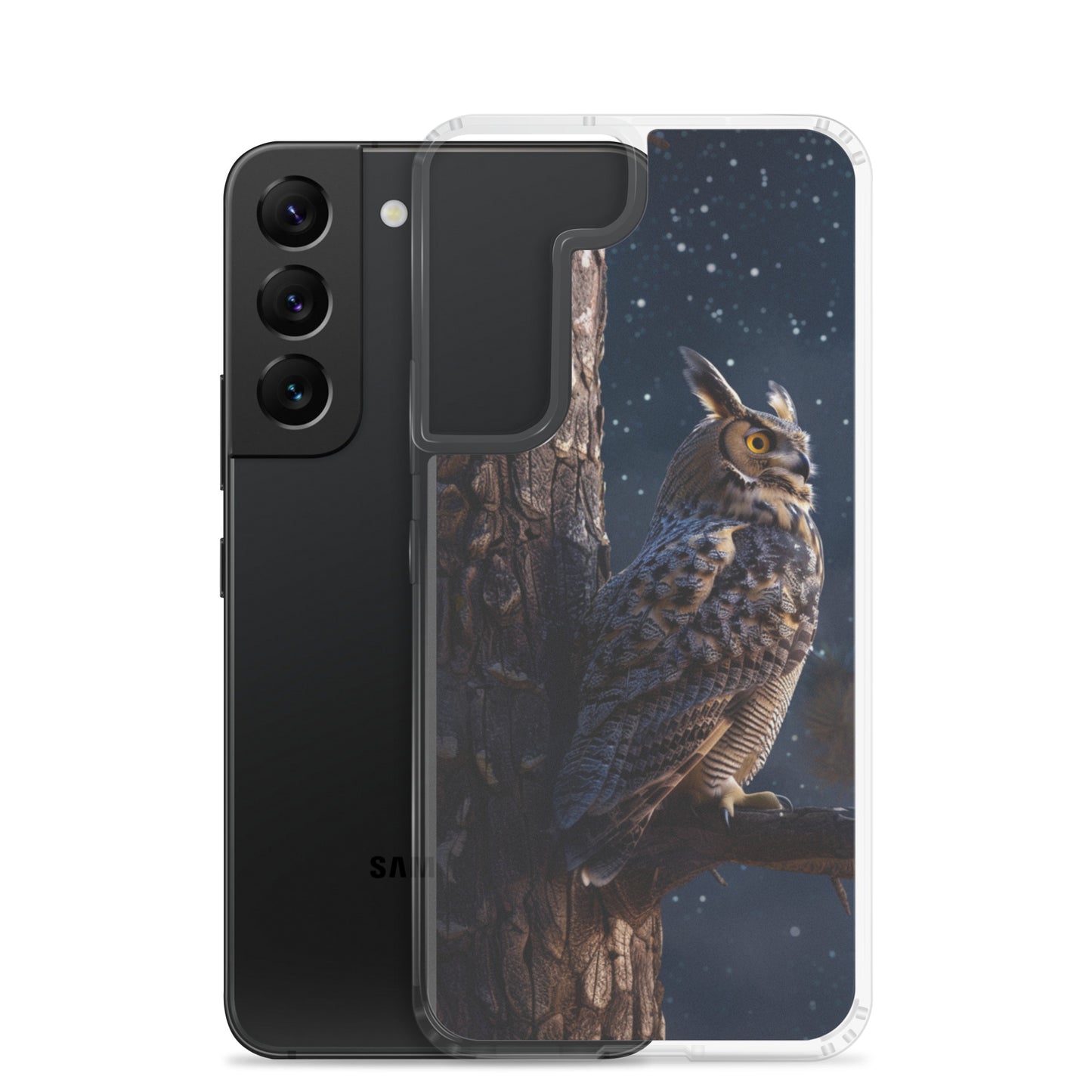 Great Horned Owl Perched at Night 2 Clear Case for Samsung®