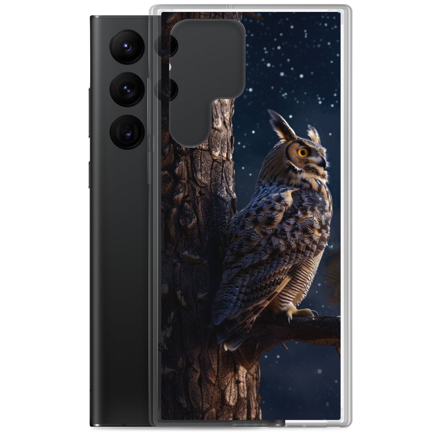 Great Horned Owl Perched at Night 2 Clear Case for Samsung®