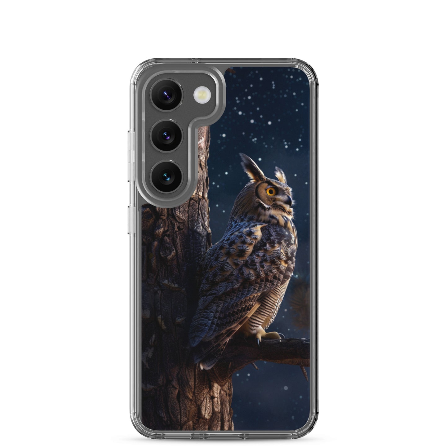 Great Horned Owl Perched at Night 2 Clear Case for Samsung®