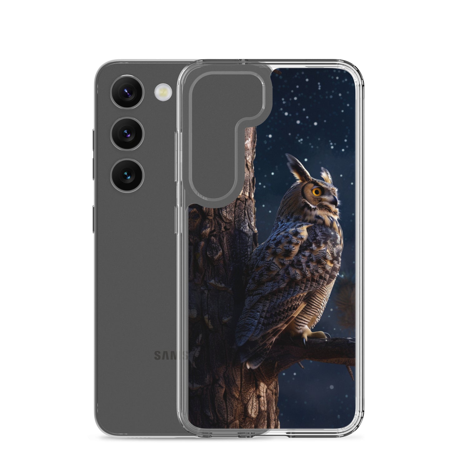 Great Horned Owl Perched at Night 2 Clear Case for Samsung®