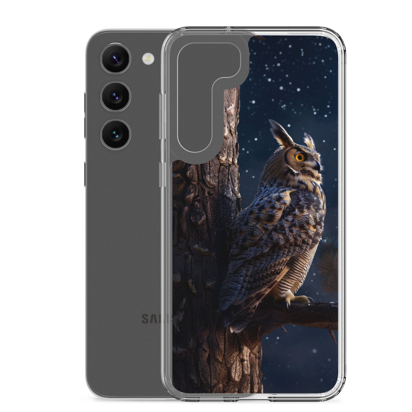 Great Horned Owl Perched at Night 2 Clear Case for Samsung®