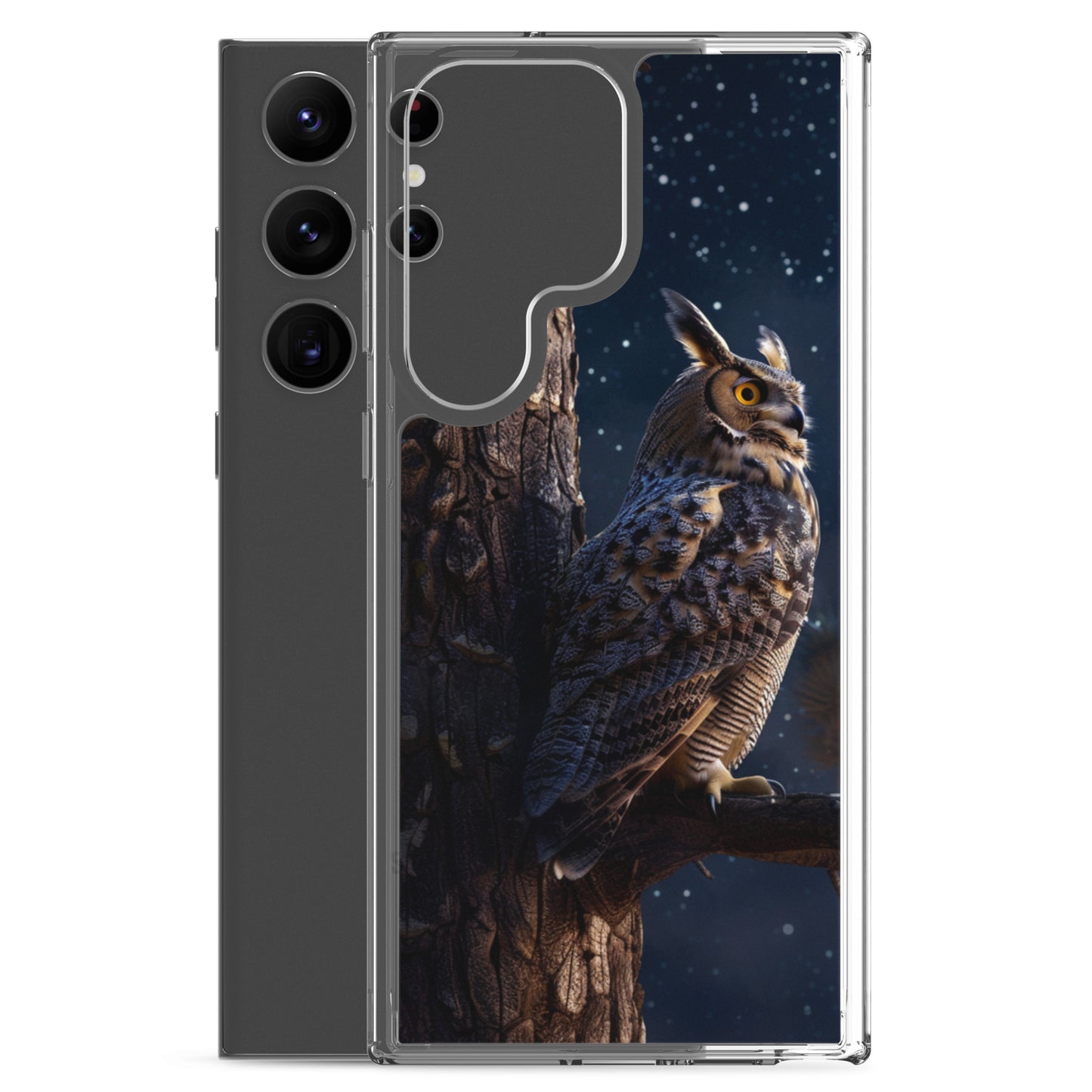 Great Horned Owl Perched at Night 2 Clear Case for Samsung®