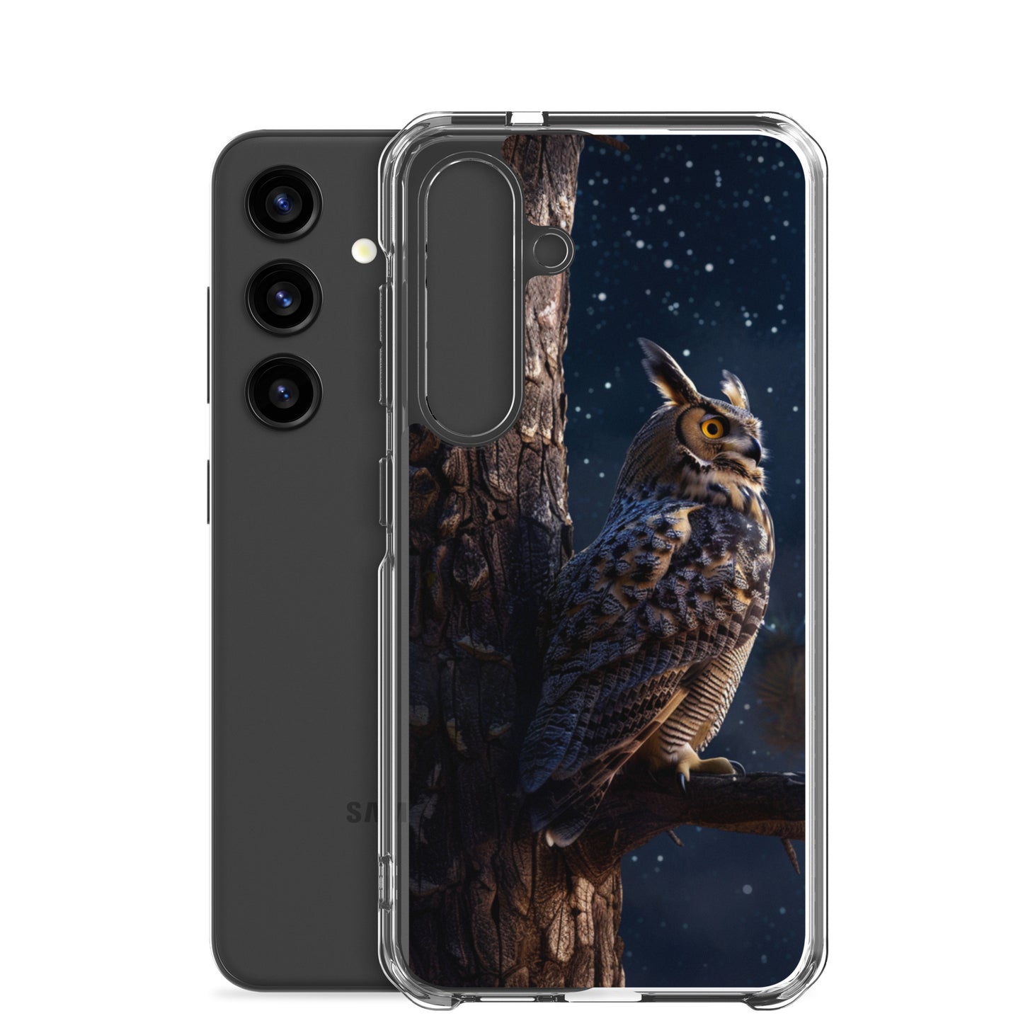 Great Horned Owl Perched at Night 2 Clear Case for Samsung®