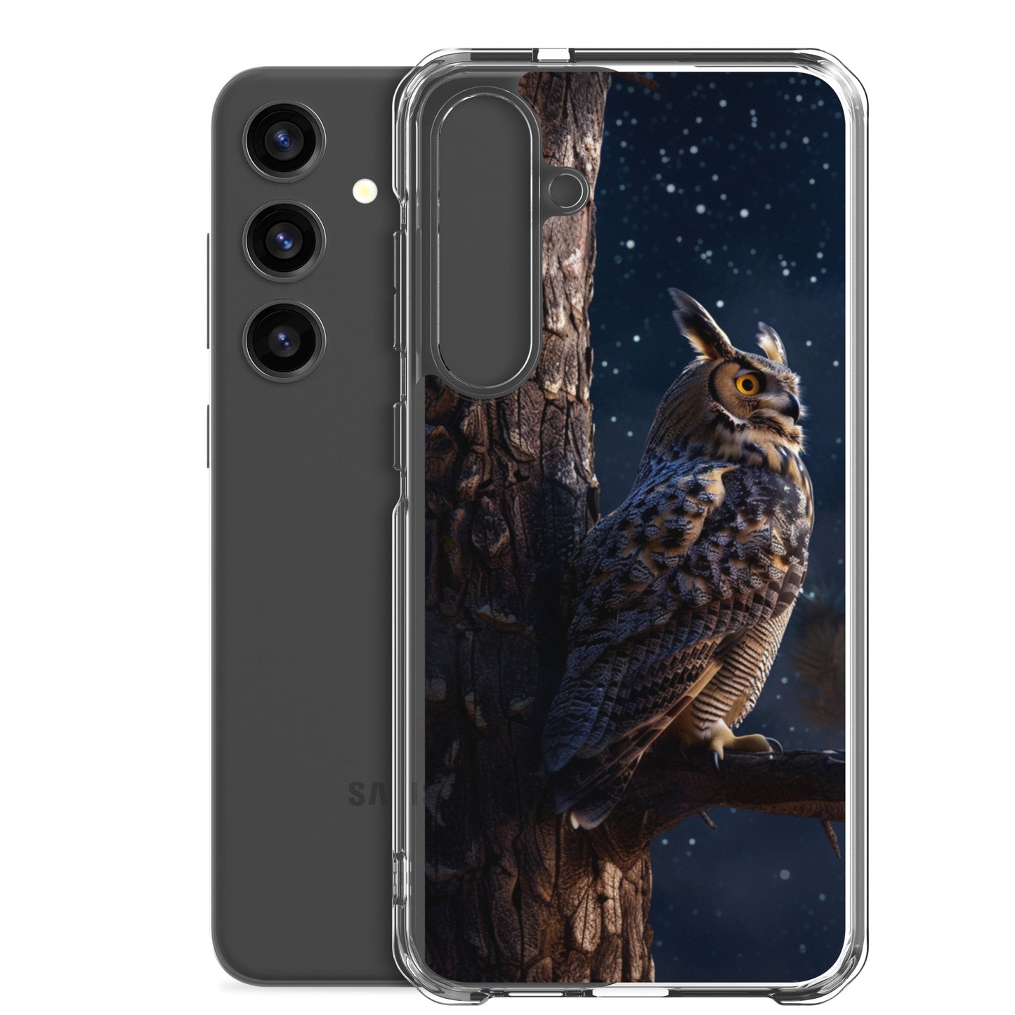 Great Horned Owl Perched at Night 2 Clear Case for Samsung®