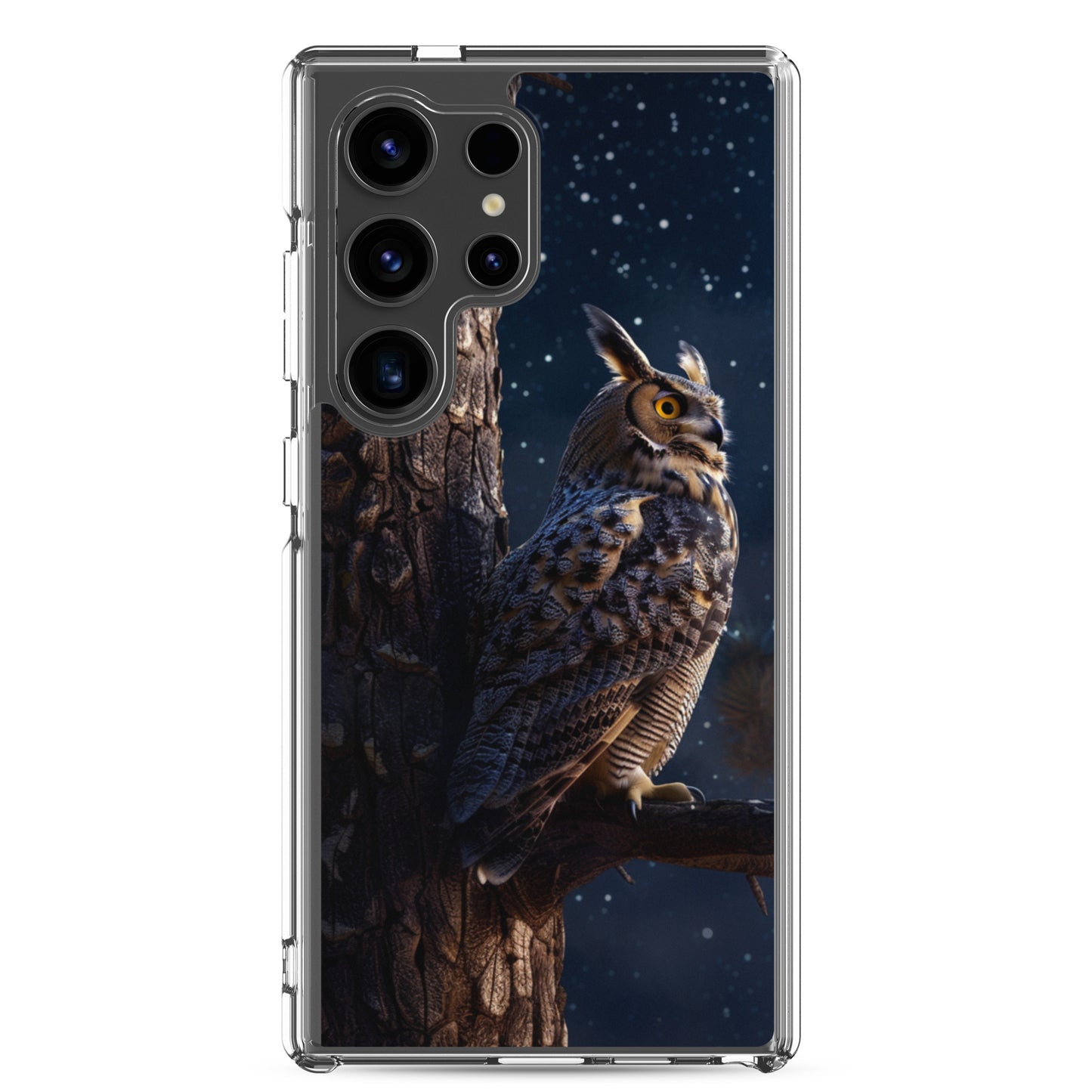 Great Horned Owl Perched at Night 2 Clear Case for Samsung®